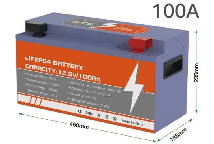Dimensions de la batterie : 450 × 185 × 235 mm
